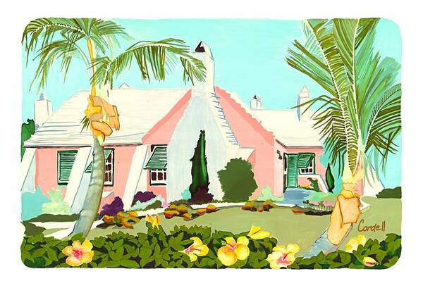 Historic Architecture Art Print featuring the painting The Bermuda Cottage by Joan Cordell