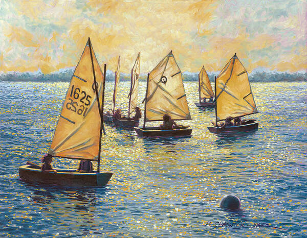 Sun Art Print featuring the painting Sunwashed Sailors by Marguerite Chadwick-Juner