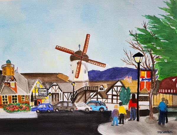 Danish Village Art Print featuring the painting Afternoon in Solvang by M Carlen