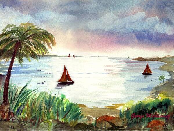 Island Boats Art Print featuring the print Island of dreams by George Markiewicz