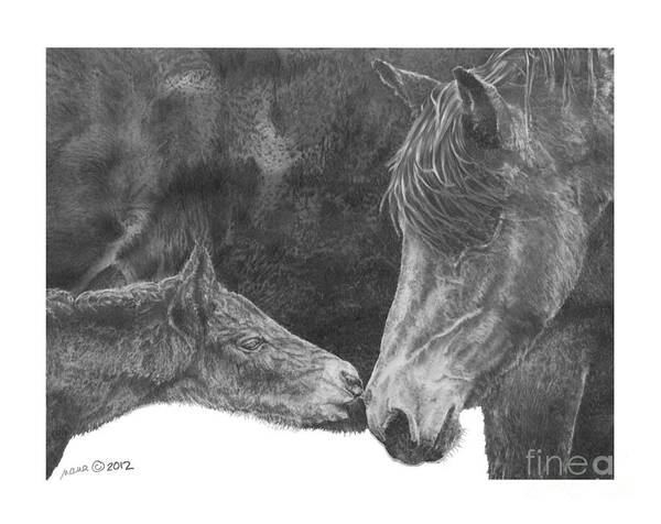 Horse Art Print featuring the drawing in the name of Love by Marianne NANA Betts