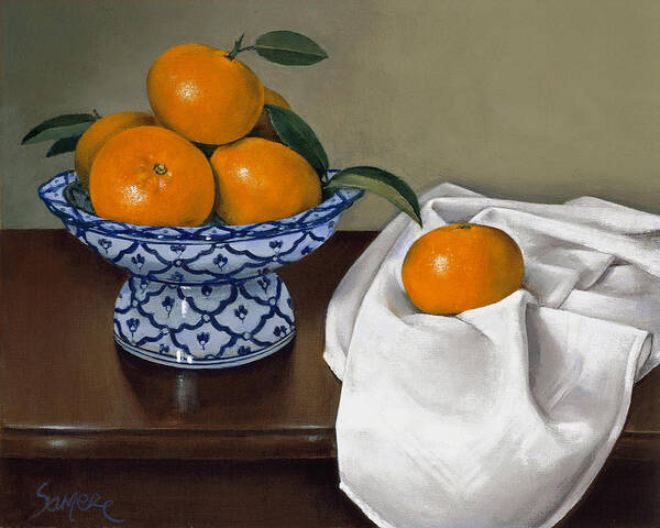 tangerines in a Thai bowl Art Print by Samere Tansley - Fine Art