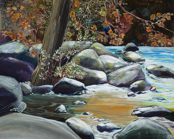 Fine Art Print featuring the painting Fall Reflections by Sharole Ewing
