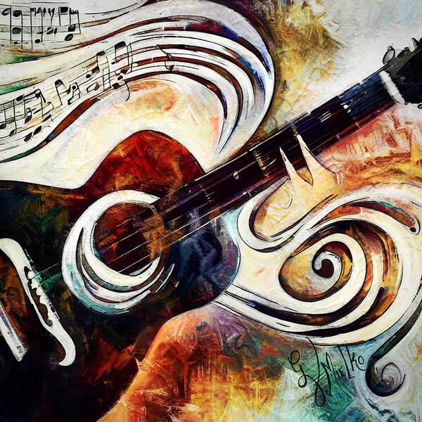 Music Art Print featuring the painting Here Comes the Sun by Gina Mielko