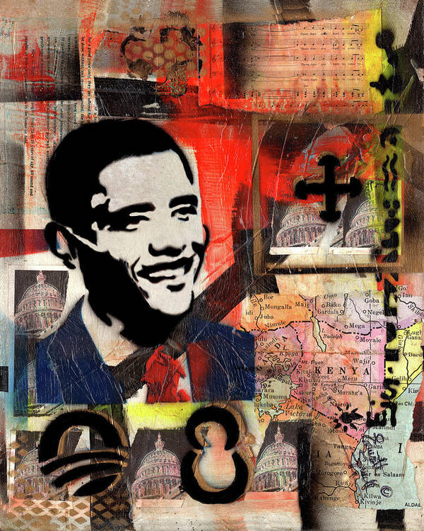 44th President Of The United States Art Print featuring the mixed media President Barack Obama by Everett Spruill