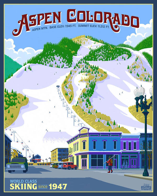 Aspen Colorado - World Class Skiing - Vintage Travel Poster by Siva Ganesh