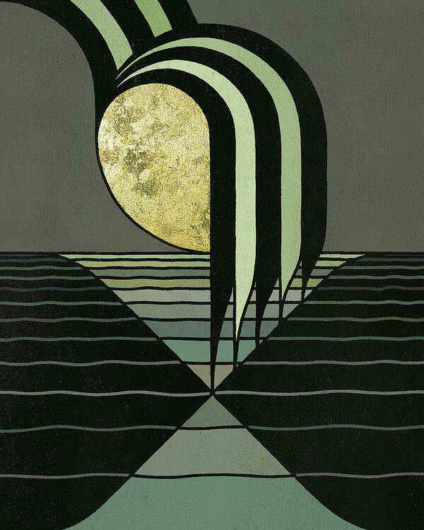 Steven Van Art Print featuring the mixed media Moon by Night by Steven Van