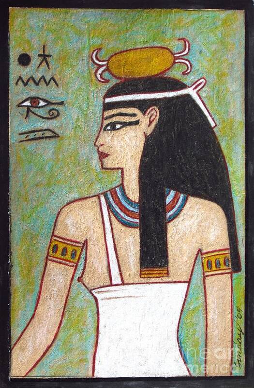 Egyptian Art Art Print featuring the drawing Isis by Joseph Sonday