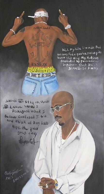 2 Pacs 40th Birth Day Painting Art Print featuring the painting Pac's Emotions by ChrisMoses Tolliver