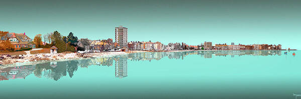 Morecambe Art Print featuring the digital art Morecambe Reflection 3 - Aqua by Joe Tamassy