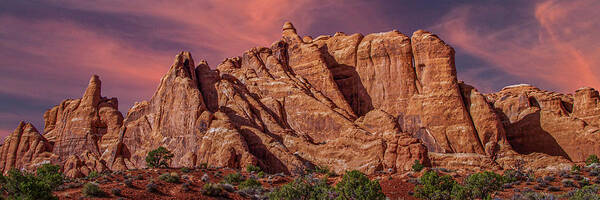 The Fins Art Print featuring the photograph The Fins - Rock of Ages Series #8 - Arches National Park, Utah, USA - 2011 New 1/10 Panorama by Robert Khoi