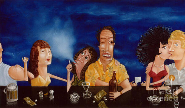 Bar Scene Art Print featuring the painting Call Me 1995 by Lawrence Preston
