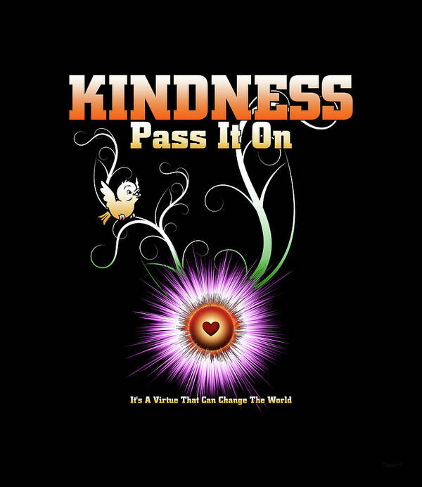 Kindness Art Print featuring the digital art Kindness - Pass It On Starburst Heart by Rolando Burbon