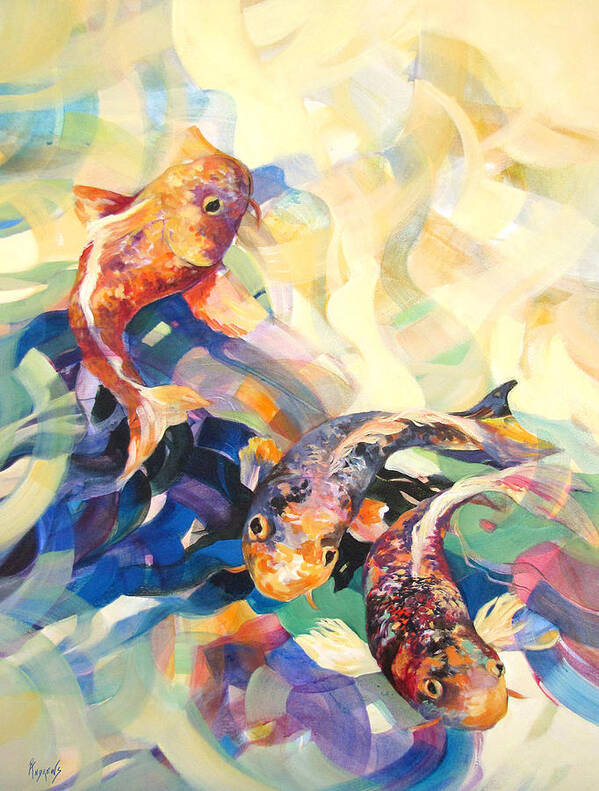 Koi Fish Art Print featuring the painting Ethereal Koi 3 by Rae Andrews