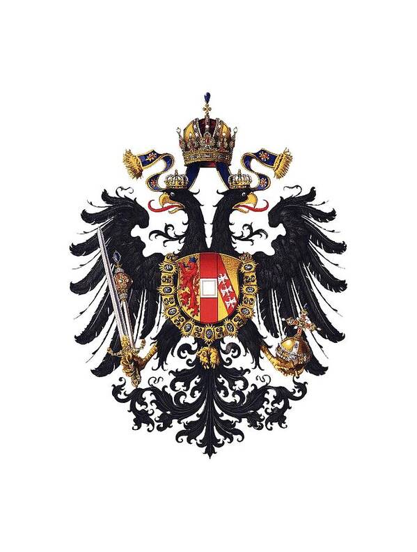 Flag Art Print featuring the drawing Imperial Coat of Arms of the Empire of Austria-Hungary 1815 transparent by Helga Novelli