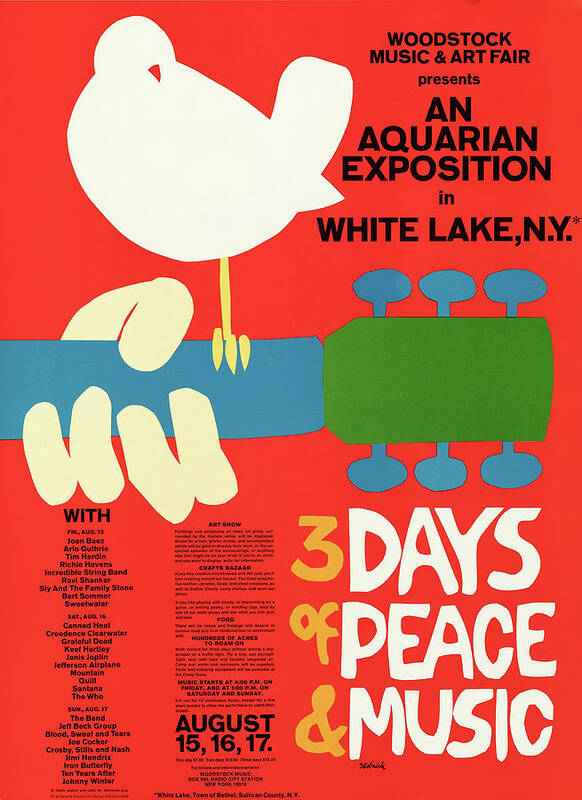 ''Woodstock'' poster 1969, art by Alexander Skolnick by Movie World Posters