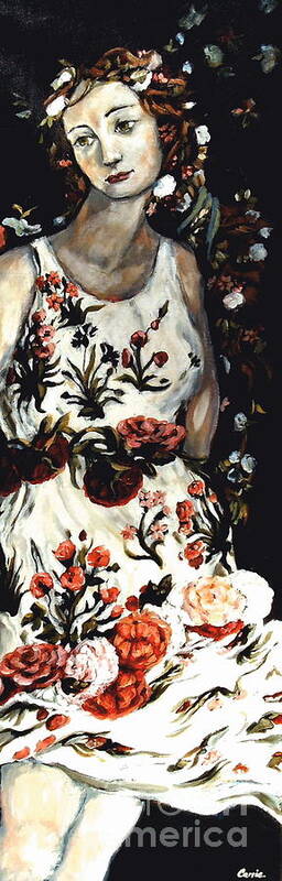 Flora Art Print featuring the painting Flora by Carrie Joy Byrnes