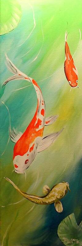 Animal Art Print featuring the painting Koi Story by Henry Blackmon