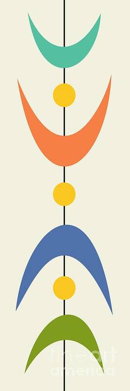 Mid Century Modern Art Print featuring the digital art Mobiles by Donna Mibus