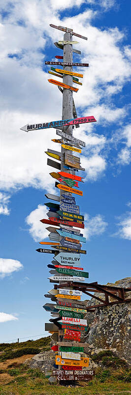 Photography Art Print featuring the photograph Sign Post Showing Distances To Various by Panoramic Images