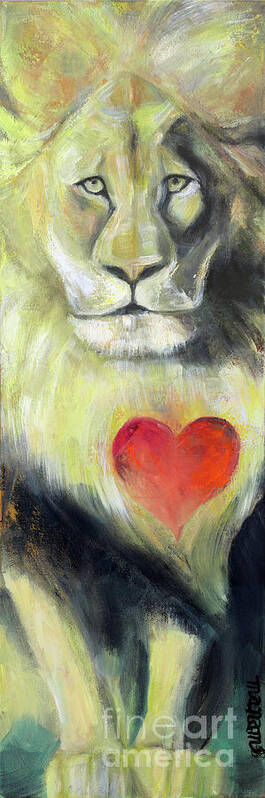 Lion Art Print featuring the painting Lion Heart by Manami Lingerfelt