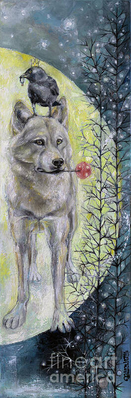 Wolf Art Print featuring the painting Sweet Love by Manami Lingerfelt