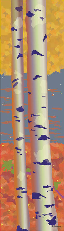 Landscape Art Print featuring the digital art Birch Trees by Marian Federspiel