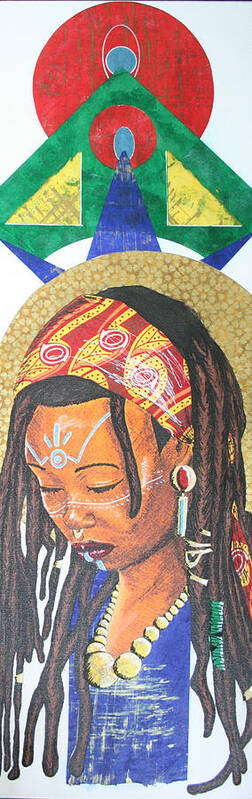 Black Art Print featuring the mixed media Goddess Kitaka of Earth by Edmund Royster