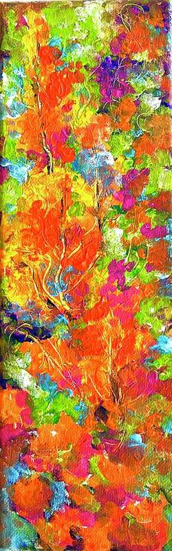 Red And Orange Flowers Long Size Landscape Fire Element. Art Print featuring the painting Summer magic 1. by Caroline Patrick
