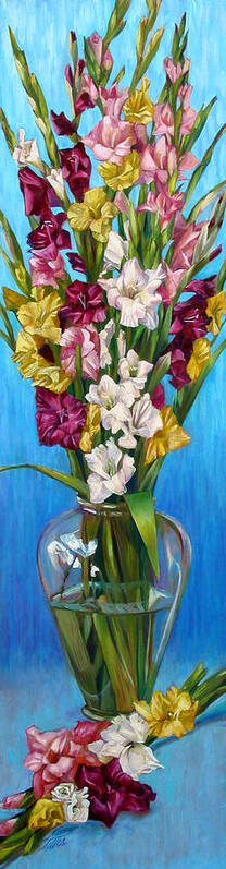 Art Print featuring the painting Floretta's Gladiolus by Nancy Tilles