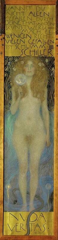 Gustav Klimt Art Print featuring the painting Nuda Veritas. Oil on canvas -1899-. by Gustav Klimt -1862-1918-