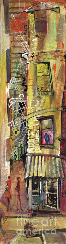 Apartment Buildings Art Print featuring the painting Apartment by Cherie Salerno