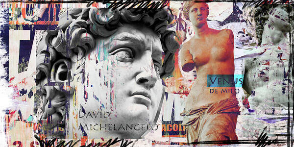 David Art Print featuring the digital art David and Venus by Luz Graphic Studio