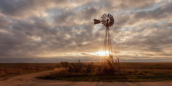 America Art Print featuring the photograph Sunrise and Windmill by Scott Bean