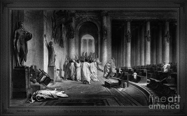 Death Of Julius Caesar In The Roman Senate Art Print featuring the relief Death Of Julius Caesar In The Roman Senate by James Armytage Fine Art Xzendor7 Art Reproductions by Rolando Burbon