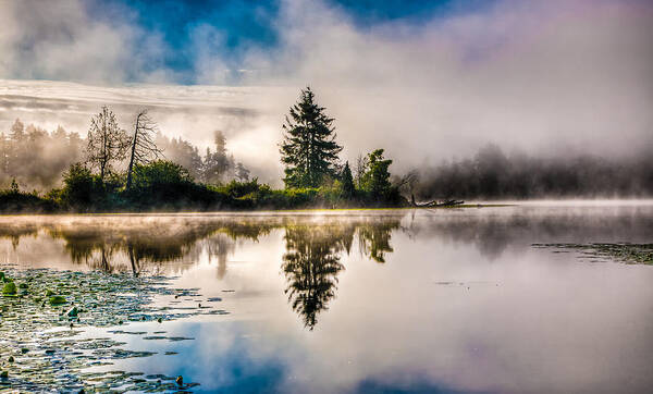 Tf-photography.com Art Print featuring the photograph Morning Fog on the Lake by Tommy Farnsworth