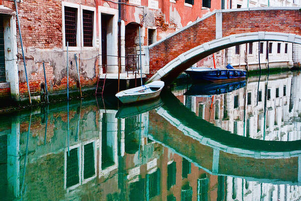 Boat Art Print featuring the photograph Peaceful boat in Venice by Rochelle Berman