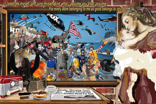 Globalization Art Print featuring the digital art The World Collapsed on a Sunday Morning #1 by David Fossaceca