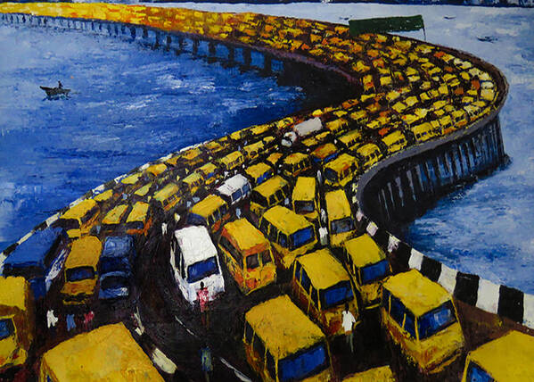 Busy Lagos Metropolis Art, of One of the Largest Cities in Africa by Chioma Kanu