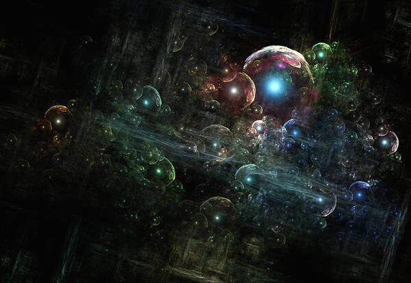 Fractals Art Print featuring the digital art Mystery Of The Orb Cluster by Rolando Burbon