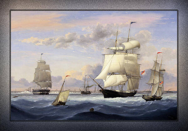New York Harbor Art Print featuring the painting New York Harbor by Fitz Henry Lane by Rolando Burbon