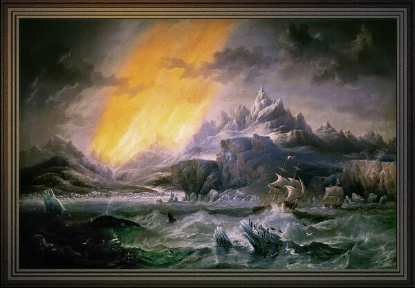 Hms Erebus Art Print featuring the painting HMS Erebus and Terror in the Antarctic by James Wilson Carmichael by Rolando Burbon