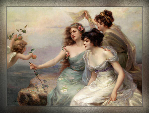 The Three Graces Art Print featuring the painting The Three Graces Die drei Grazien by Edouard Bisson by Rolando Burbon