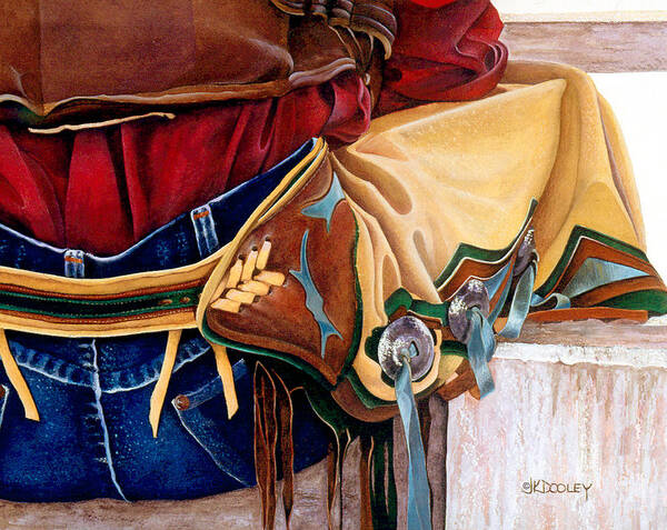 Cowboy Art Print featuring the painting Just Sittin' Around by JK Dooley