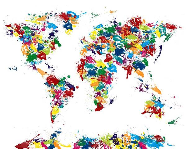  Art Print featuring the digital art World Map Glossy Paint 16 x 20 by Michael Tompsett