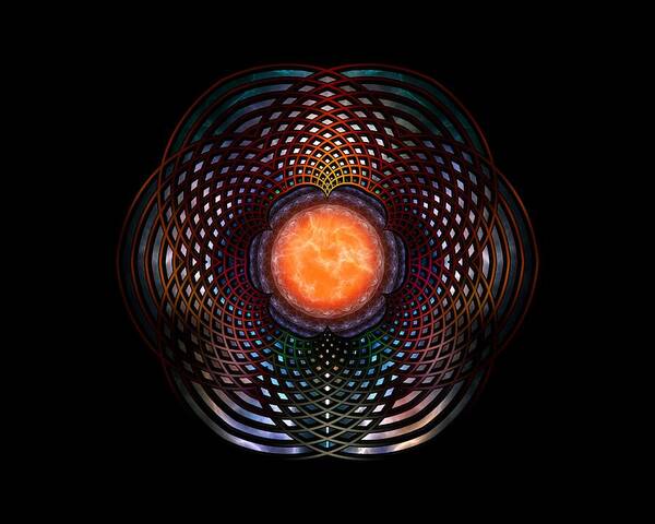 Orb Art Print featuring the digital art Orb Moon Rings by Rolando Burbon