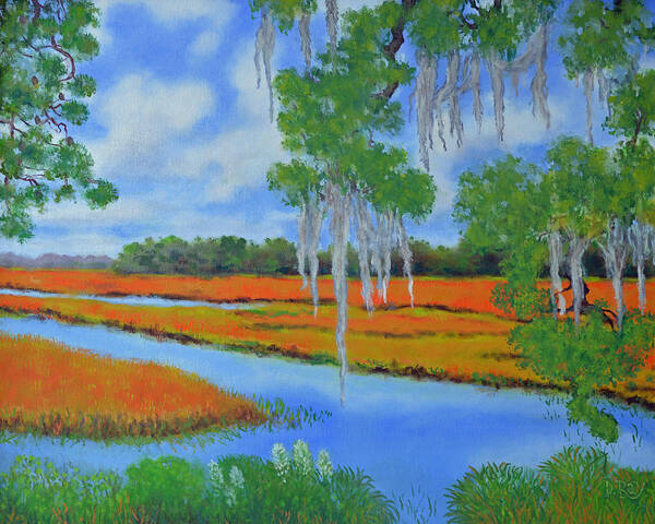 Landscape Art Print featuring the painting Poplar Grove Marsh by Dwain Ray