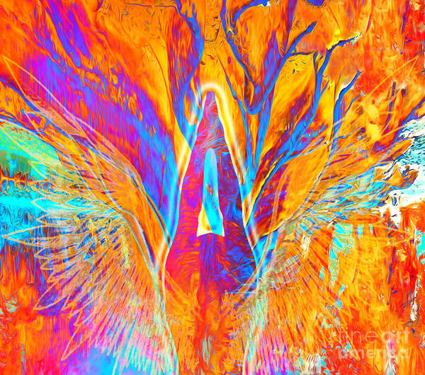 Spiritual Art Print featuring the pyrography Phoenix Rising by Atousa Raissyan