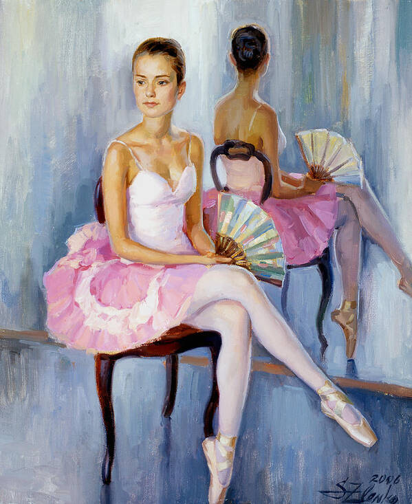 Ballet Painting Art Print featuring the painting In front of the mirror by Serguei Zlenko