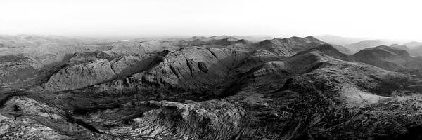 Panorama Art Print featuring the photograph Borrowdale Aerial Black and White Lake District by Sonny Ryse